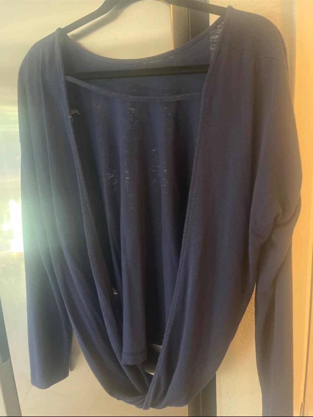 White House Black Market Navy Open Back Crew Sweater